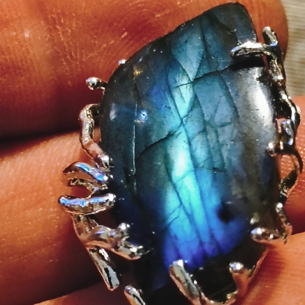 Silver and Blue Women's Jewelry Ring